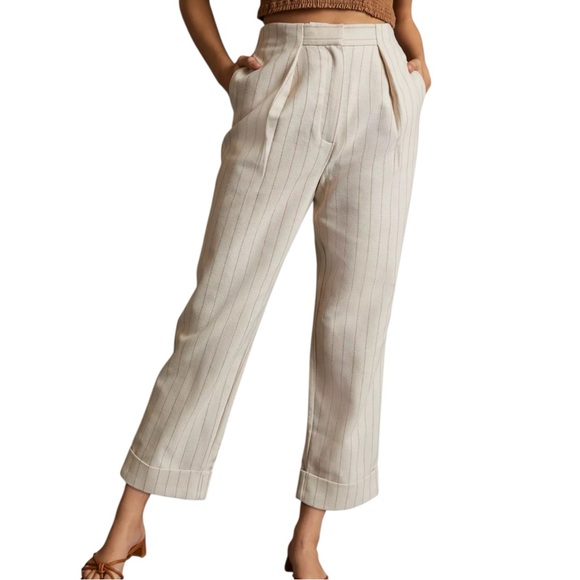 Significant Other Emery Pinstripe Pleat Front Cream Pants...